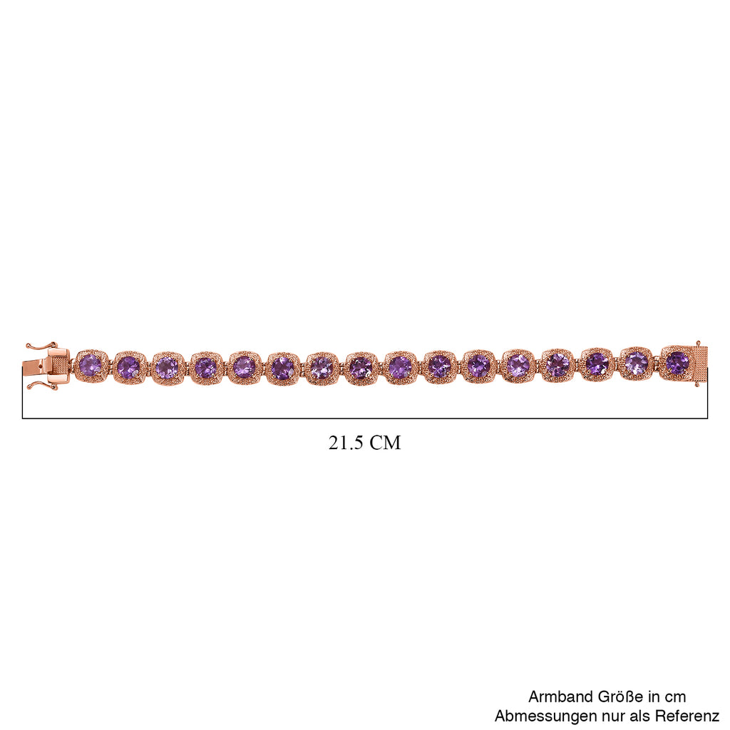 AAA Rose De France Amethyst Armband ca. 20 cm 925 Silber rosévergoldet ca. 18.32 ct