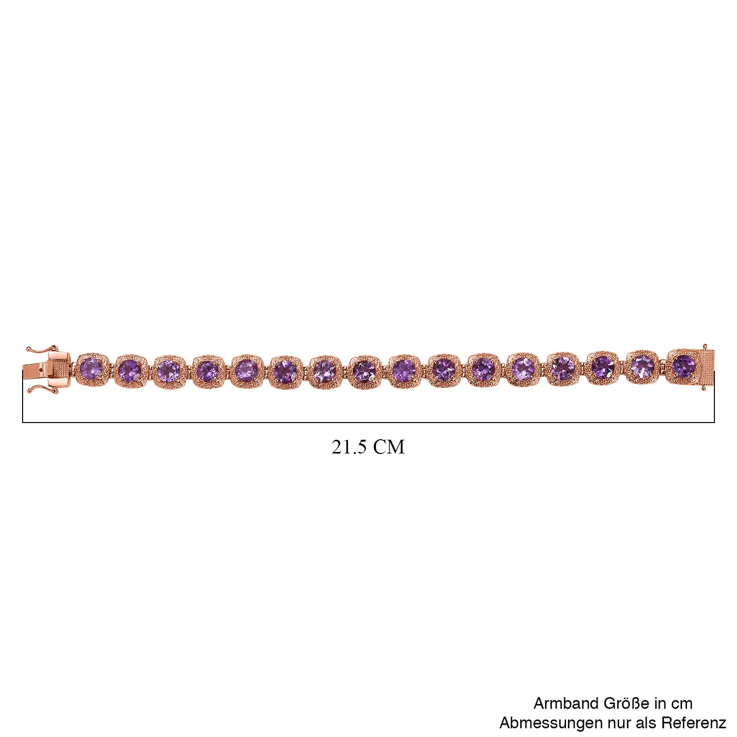 AAA Rose De France Amethyst Armband ca. 20 cm 925 Silber rosévergoldet ca. 18.32 ct