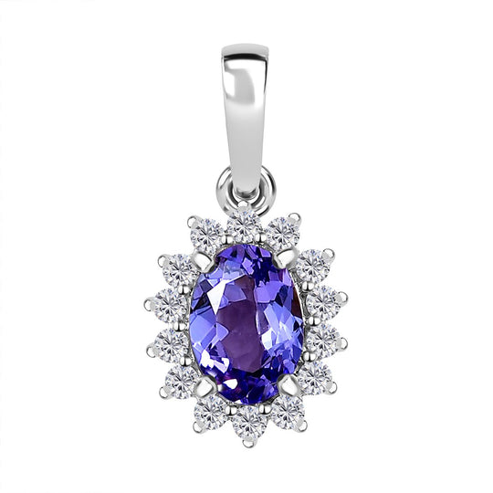 AA Tansanit, Moissanit Anhänger, 375 Gold, ca. 0.95 ct