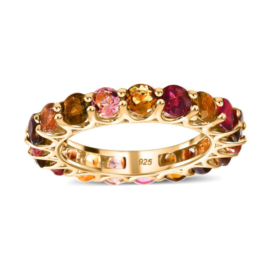 Mehrfarbiger-Turmalin Ring, 925 Silber Gelbgold Vermeil ca. 3.50 ct