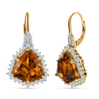 AA Citrin, Weißer Zirkon Ohrringe, 925 Silber vergoldet, ca. 17.27 ct