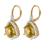 AA Ouro Verde-Quarz, Weißer Zirkon Ohrringe, 925 Silber vergoldet, ca. 17.57 ct