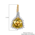AA Ouro Verde-Quarz, Weißer Zirkon Ohrringe, 925 Silber vergoldet, ca. 17.57 ct