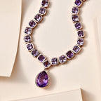 Rose De France Amethyst Halskette, ca. 45 cm, 925 Silber rosévergoldet, ca. 38.26 ct
