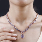 Rose De France Amethyst Halskette, ca. 45 cm, 925 Silber rosévergoldet, ca. 38.26 ct