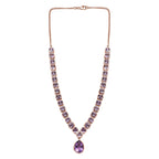 Rose De France Amethyst Halskette, ca. 45 cm, 925 Silber rosévergoldet, ca. 38.26 ct