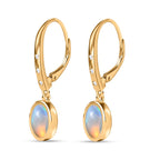 Natürlicher, äthiopischer Welo Opal, Weißer Zirkon Ohrringe, 925 Silber Gelbgold Vermeil, ca. 2.44 ct
