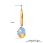 Natürlicher, äthiopischer Welo Opal, Weißer Zirkon Ohrringe, 925 Silber Gelbgold Vermeil, ca. 2.44 ct