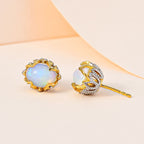 AA Natürlicher, äthiopischer Welo Opal Ohrringe, 925 Silber Gelbgold Vermeil, ca. 2.37 ct