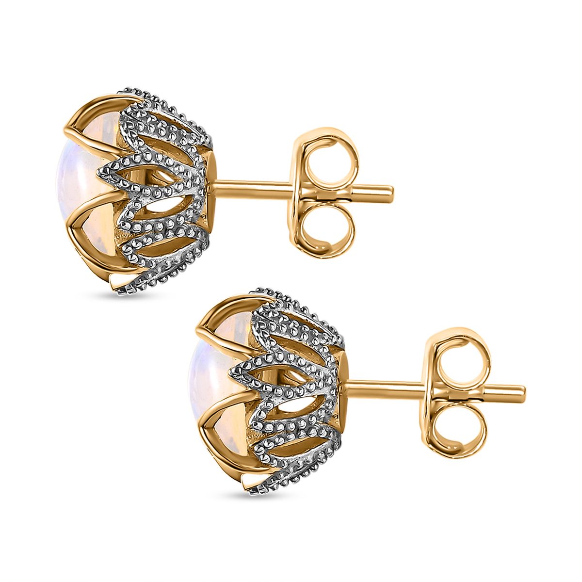 AA Natürlicher, äthiopischer Welo Opal Ohrringe, 925 Silber Gelbgold Vermeil, ca. 2.37 ct