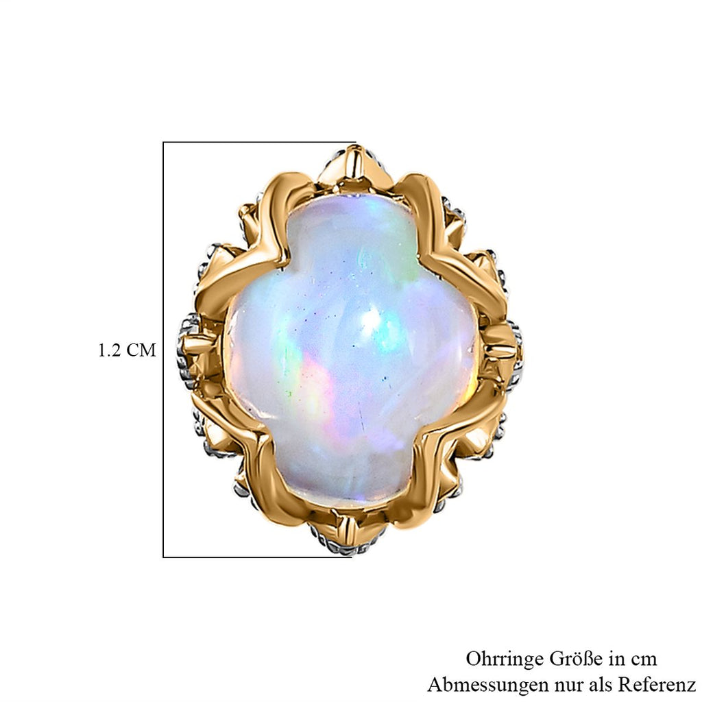 AA Natürlicher, äthiopischer Welo Opal Ohrringe, 925 Silber Gelbgold Vermeil, ca. 2.37 ct
