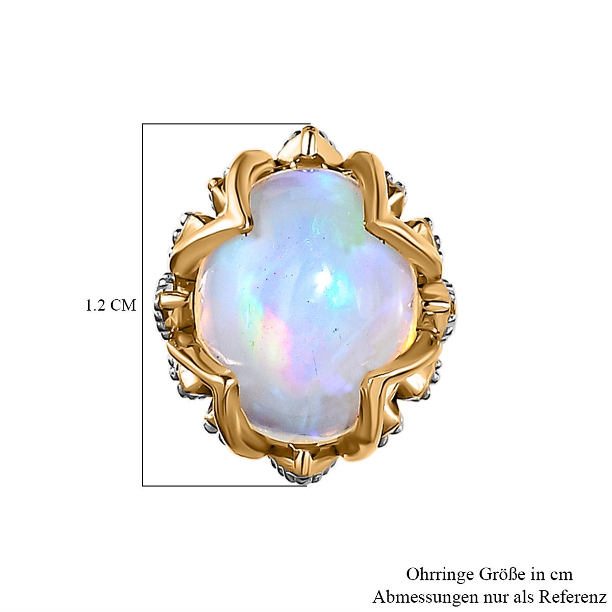 AA Natürlicher, äthiopischer Welo Opal Ohrringe, 925 Silber Gelbgold Vermeil, ca. 2.37 ct