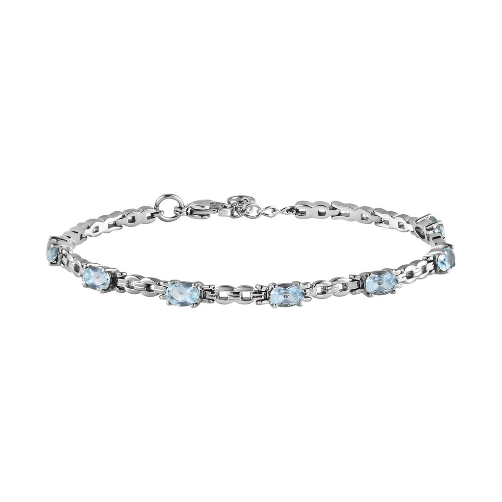 Himmelblauer Topas Armband, ca. 18 cm, Edelstahl ca. 3.85 ct