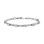 Himmelblauer Topas Armband, ca. 18 cm, Edelstahl ca. 3.85 ct