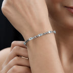 Himmelblauer Topas Armband, ca. 18 cm, Edelstahl ca. 3.85 ct