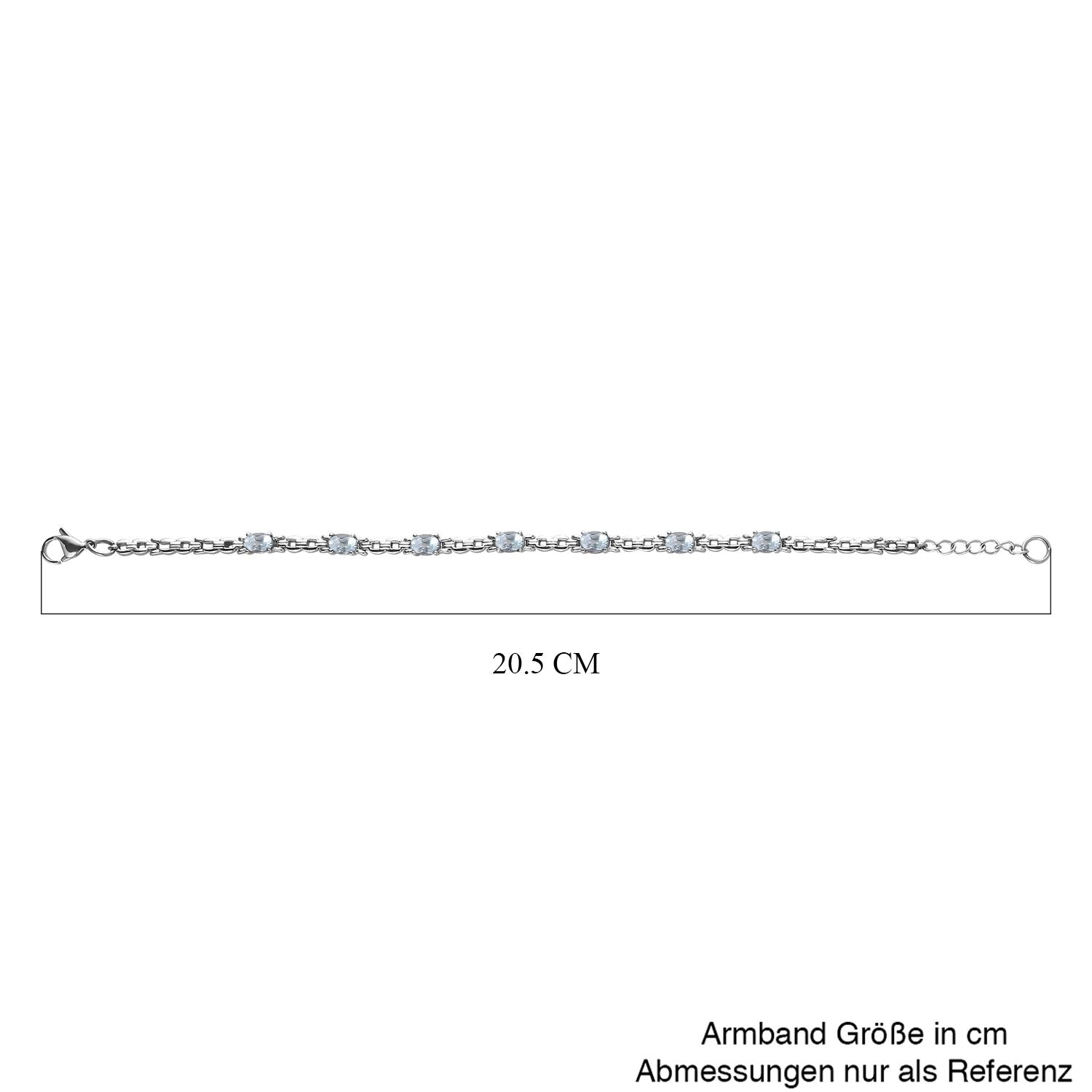 Himmelblauer Topas Armband, ca. 18 cm, Edelstahl ca. 3.85 ct