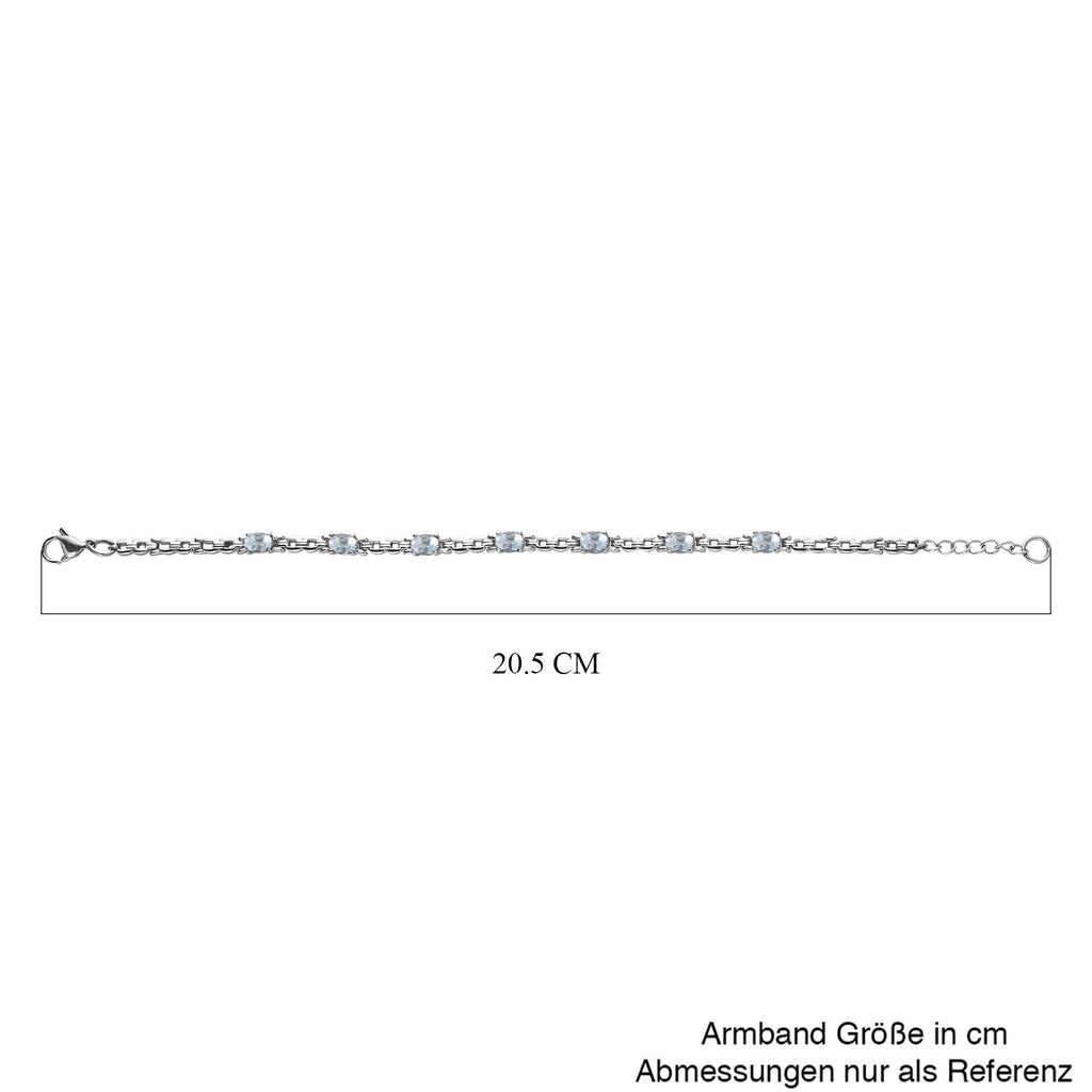Himmelblauer Topas Armband, ca. 18 cm, Edelstahl ca. 3.85 ct