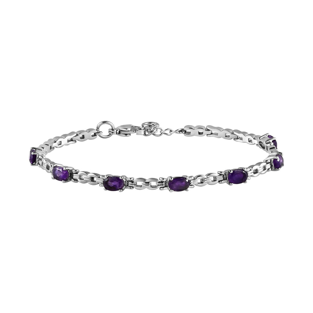 Afrikanischer Amethyst Armband, ca. 18 cm, Edelstahl ca. 3.42 ct
