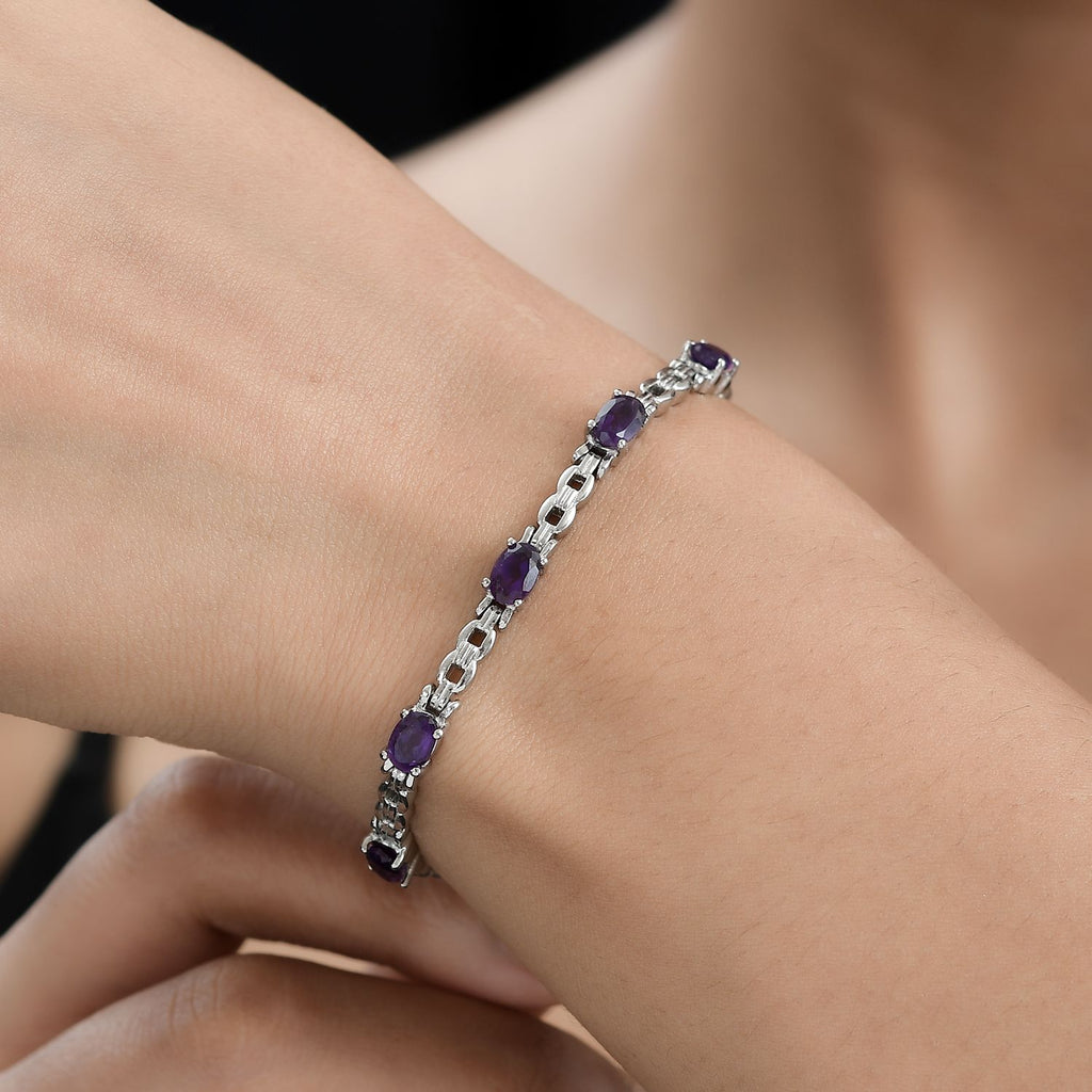 Afrikanischer Amethyst Armband, ca. 18 cm, Edelstahl ca. 3.42 ct
