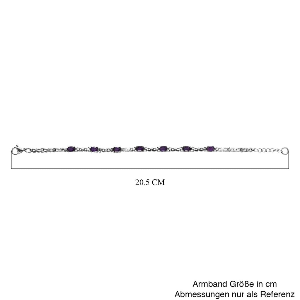 Afrikanischer Amethyst Armband, ca. 18 cm, Edelstahl ca. 3.42 ct