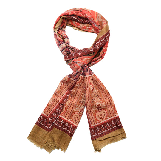 LA MAREY - 100% Kaschmirwolle Schal mit floralem Muster, 70 x 190cm. Floral