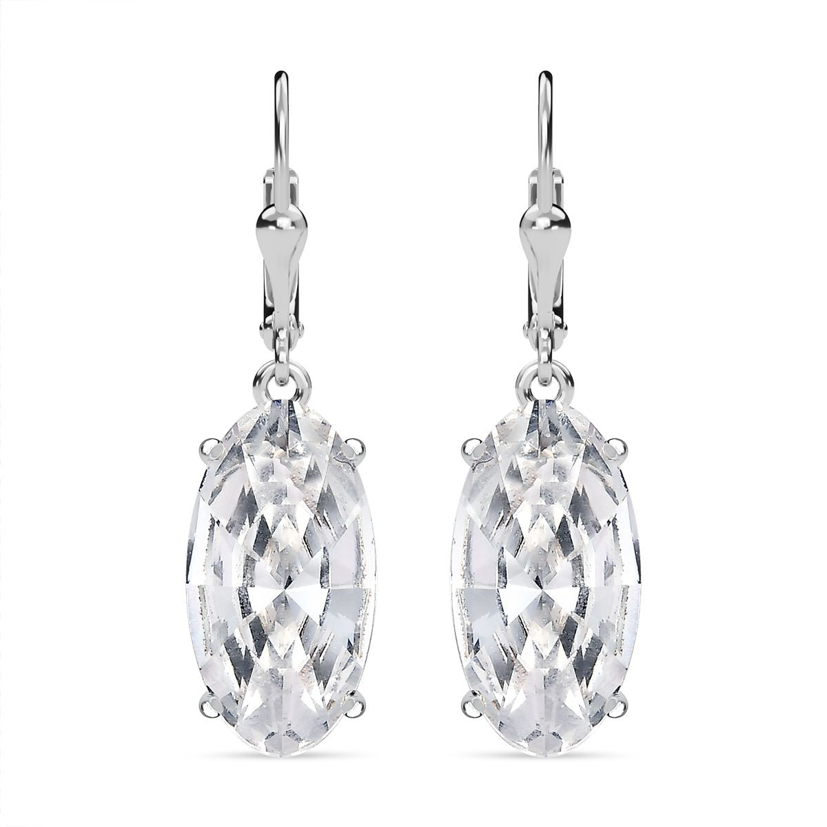 Weißer Kristall Ohrringe, 925 Silber