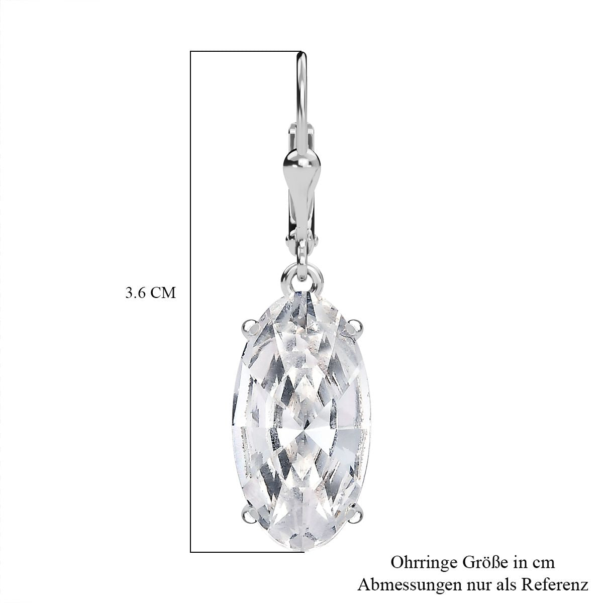 Weißer Kristall Ohrringe, 925 Silber