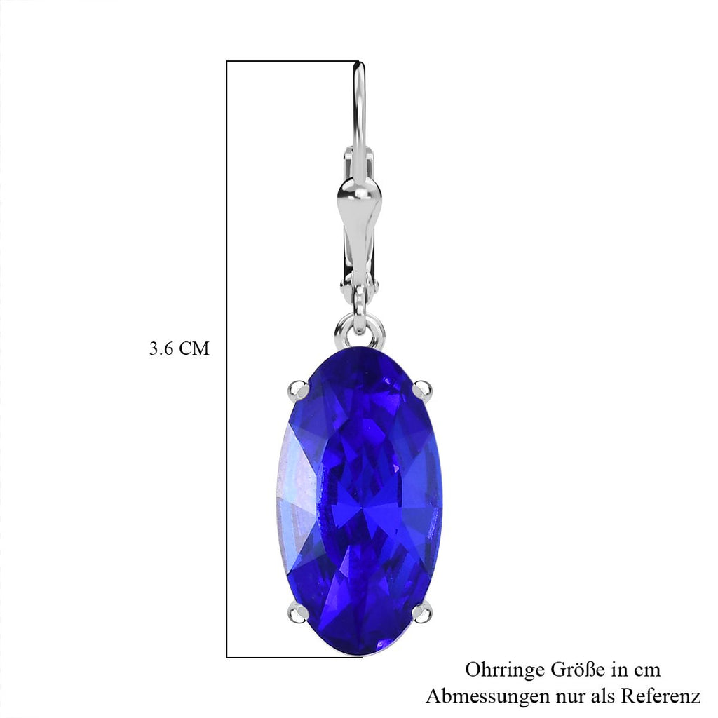 Majestätische blaue Farbe Kristall Ohrringe, 925 Silber