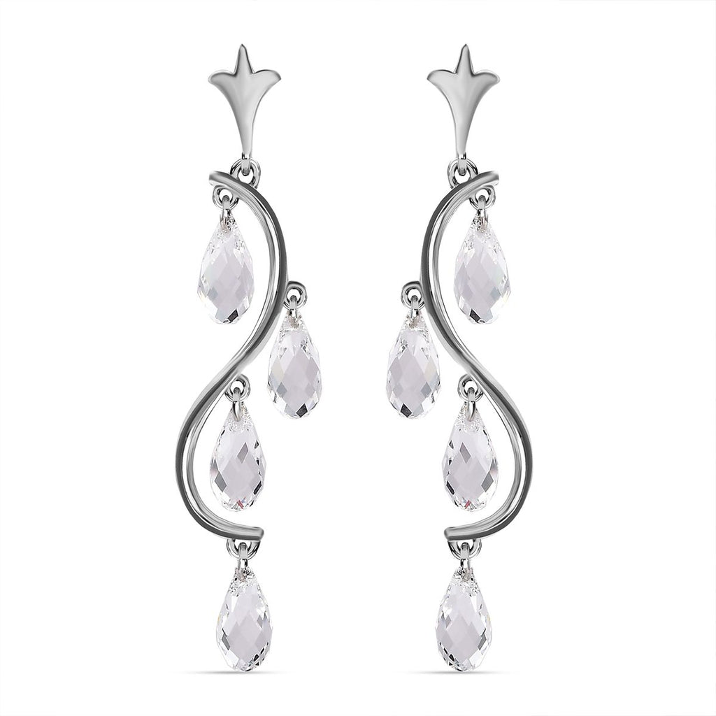 Weißer Kristall Ohrringe 925 Silber