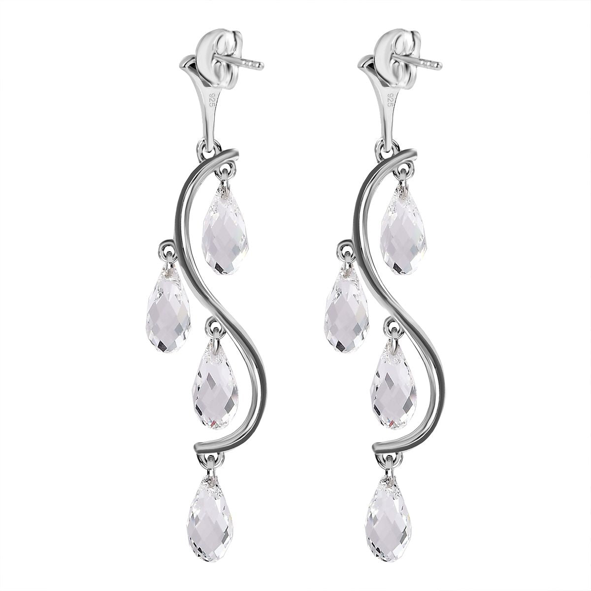 Weißer Kristall Ohrringe 925 Silber