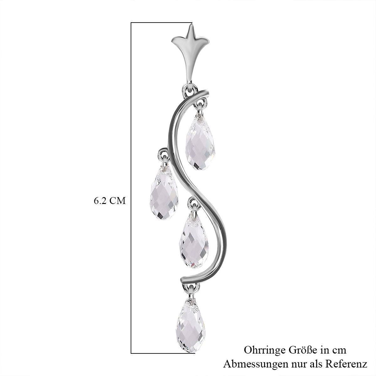 Weißer Kristall Ohrringe 925 Silber