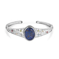 Lapislazuli, Roter Granat Armreif ca. 19 cm Reines Messing platiniert ca. 17,33 ct.