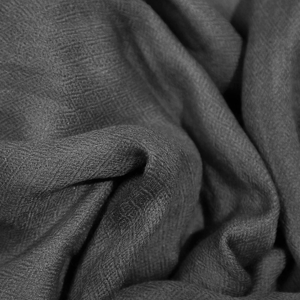 LA MAREY - 100% Kaschmirwolle superweicher Schal, Größe : 190x70 cm, schwarz