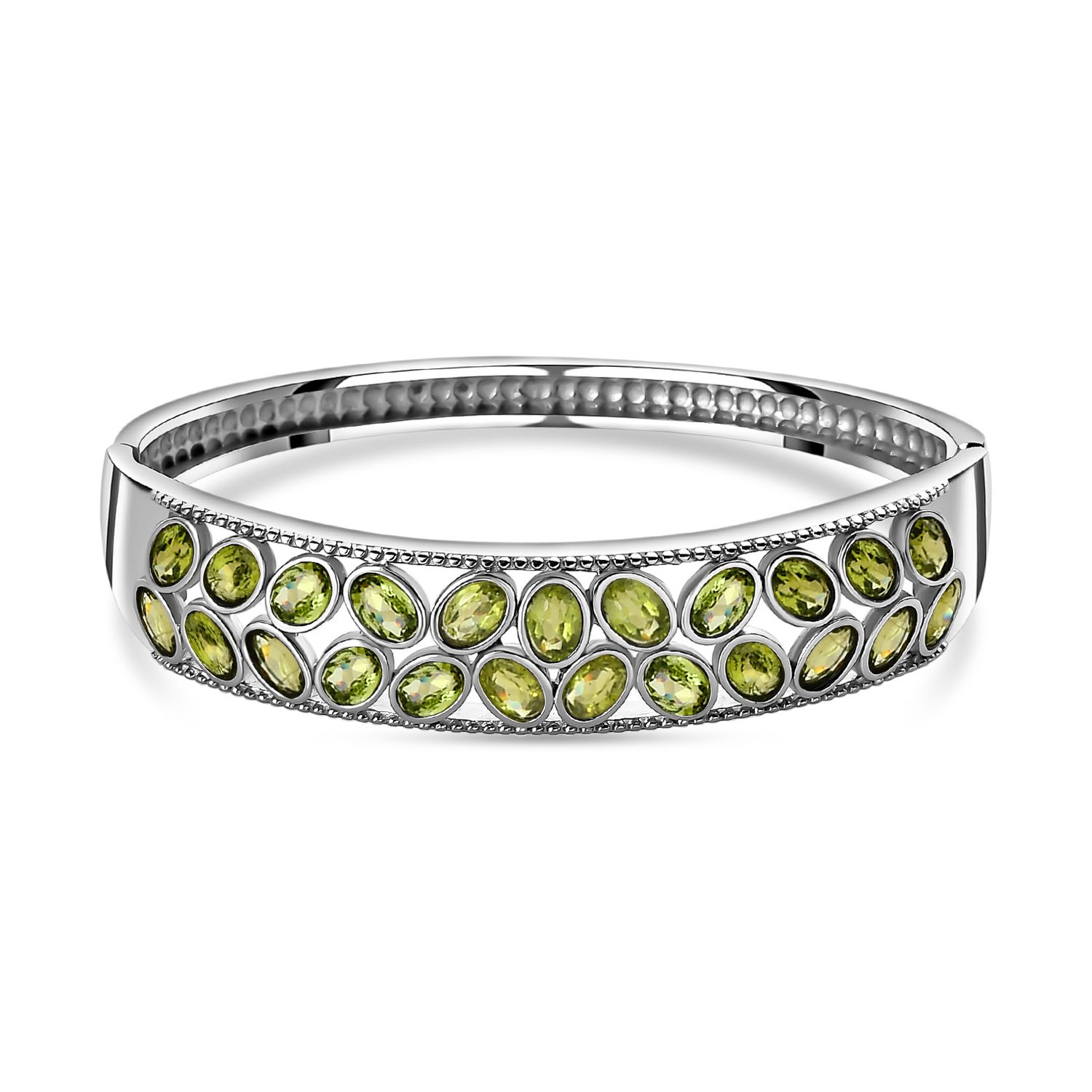 Natürliches Peridot Armreif, ca. 19 cm, Edelstahl, ca. 10.14 ct