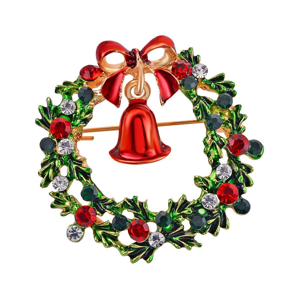 Weihnachts Kristall Brosche emailliert