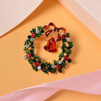 Weihnachts Kristall Brosche emailliert