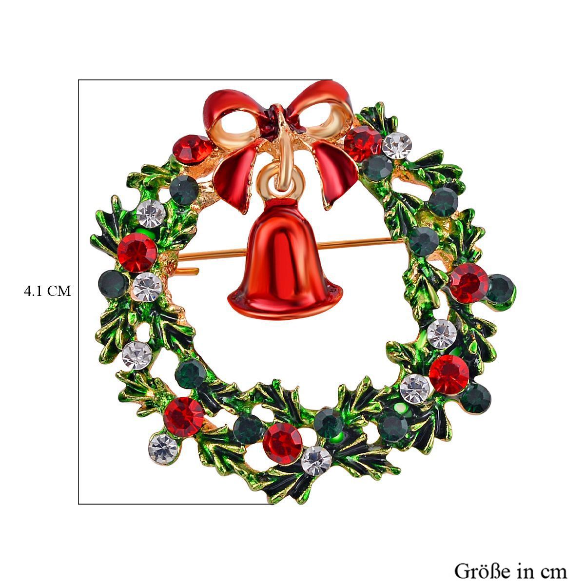 Weihnachts Kristall Brosche emailliert