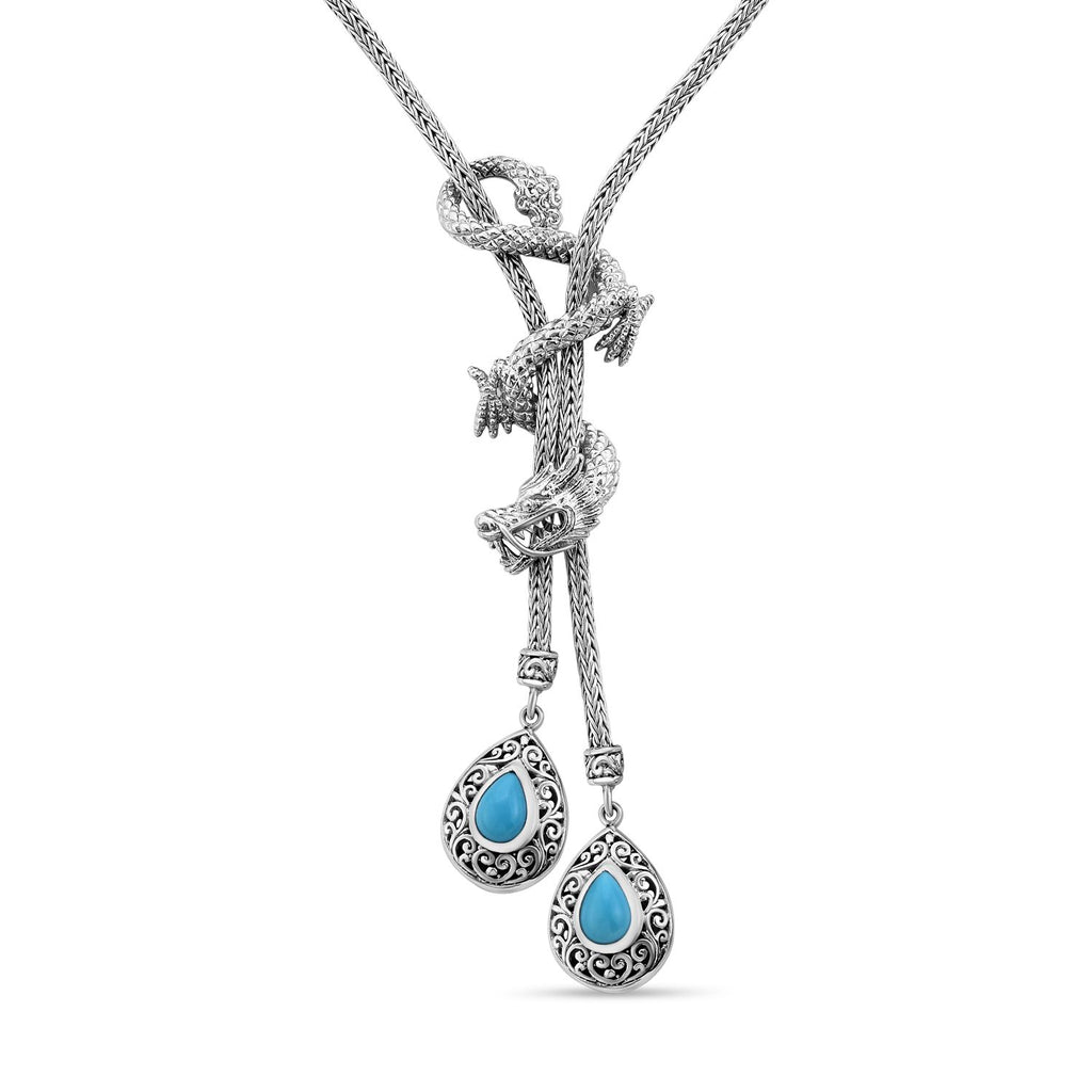 Royal Bali Kollektion - Sleeping Beauty Türkis Halskette ca. 50 cm 925 Silber ca. 2.60 ct