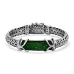 Royal Bali Kollektion - Grüne Jade Armband, ca. 19 cm 925 Silber ca. 23.70 ct
