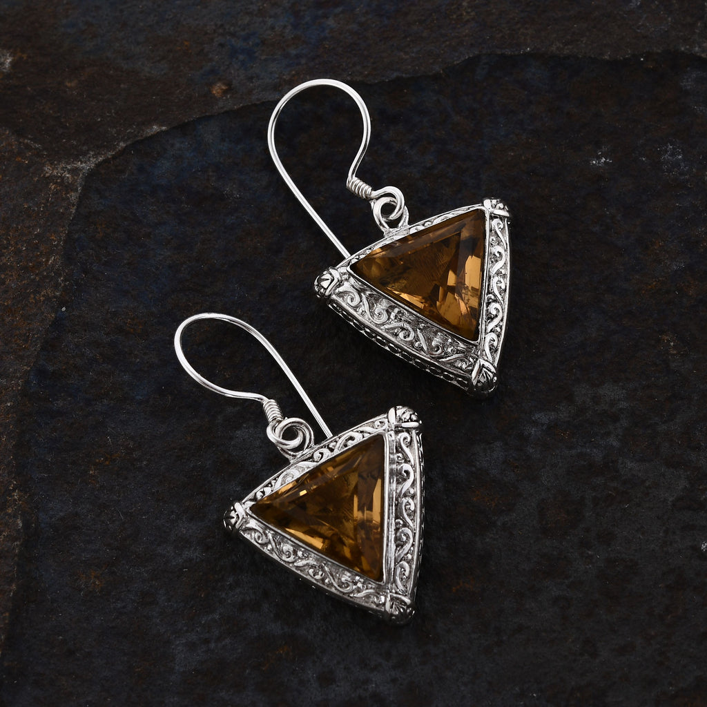 Royal Bali Kollektion - Citrin Ohrringe 925 Silber ca. 9.62 ct