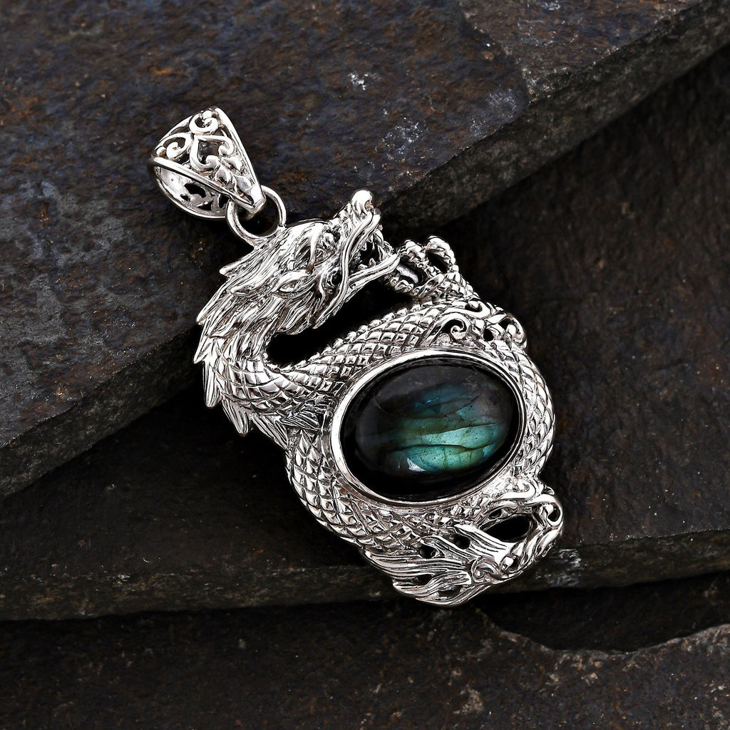 Royal Bali Kollektion - Labradorit Anhänger 925 Silber ca. 10.00 ct