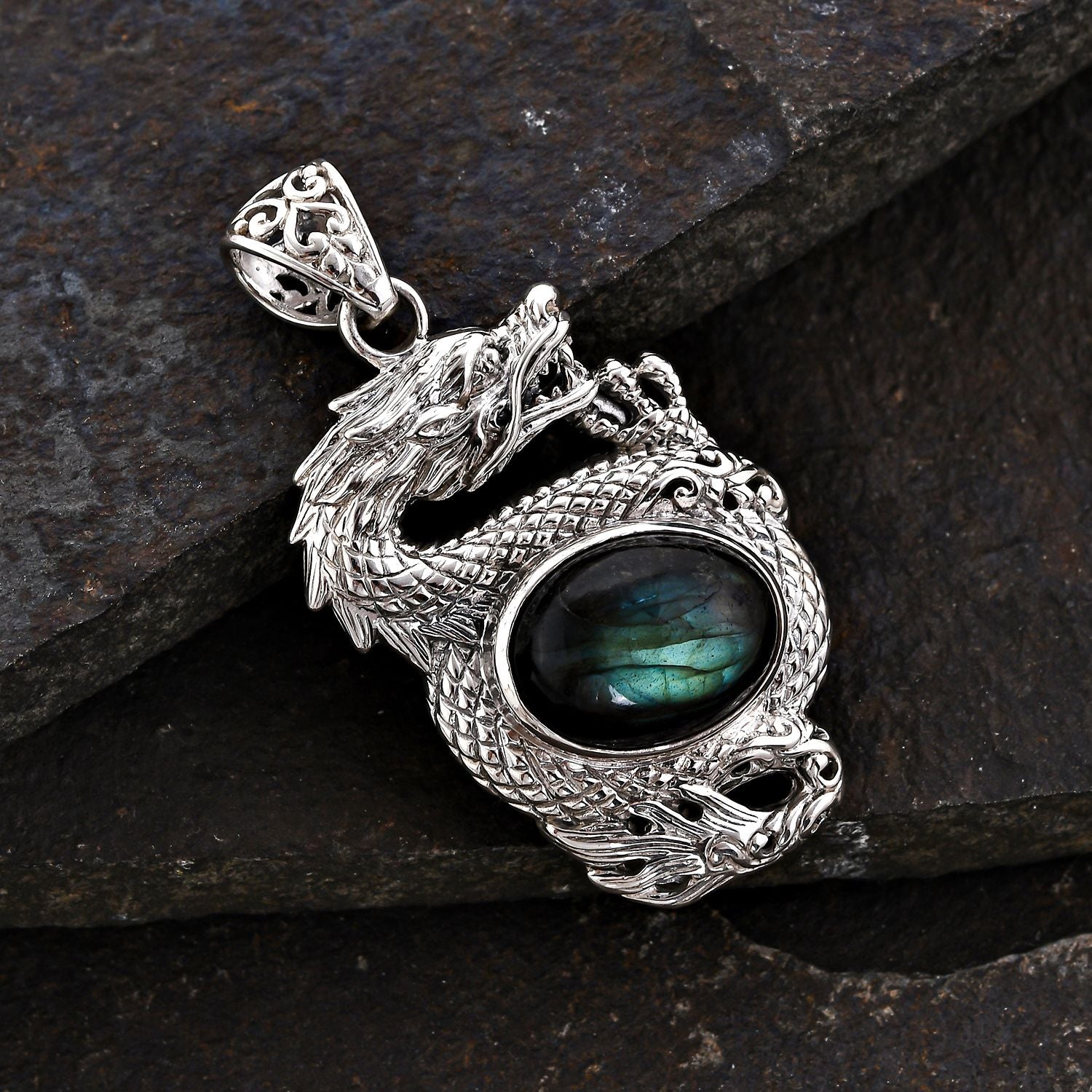 Royal Bali Kollektion - Labradorit Anhänger 925 Silber ca. 10.00 ct