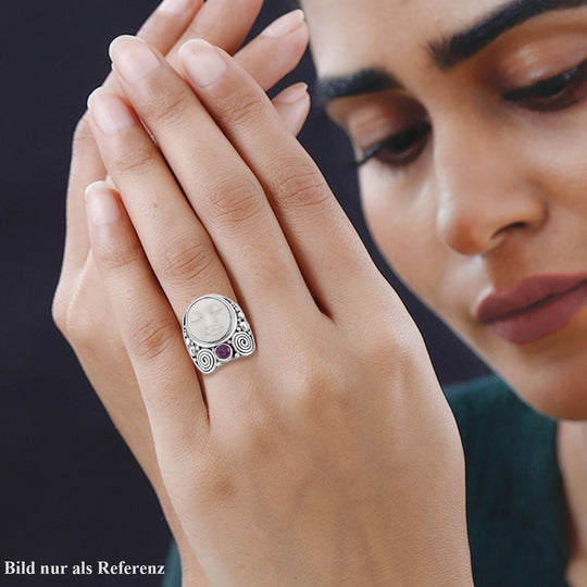 Royal Bali - Sajen Silber - Oxbone, Ilakaka Rosa Saphir (Fissure gefüllt) Ring, 925 Silber (Größe 16.00) ca. 6.75 ct