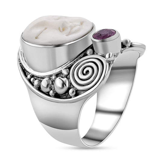 Royal Bali - Sajen Silber - Oxbone, Ilakaka Rosa Saphir (Fissure gefüllt) Ring, 925 Silber (Größe 16.00) ca. 6.75 ct