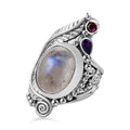 Sajen Silber - Regenbogen Mondstein, Afrikanischer Amethyst Ringe 925 Silber (Größe 17.00) ca. 9.53 ct