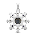 Sajen Silber - Labradorit, Regenbogen Mondstein, Iolit Anhänger, 925 Silber ca. 20.68 ct