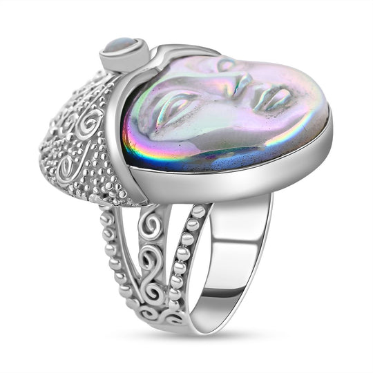 Sajen Silber - Natürlicher, äthiopischer Welo Opal Ring, 925 Silber (Größe 17.00) ca. 32.77 ct