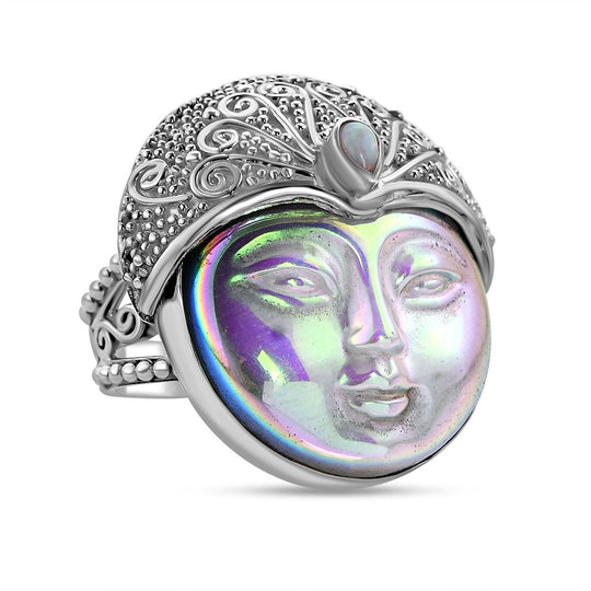 Sajen Silber - Natürlicher, äthiopischer Welo Opal Ring, 925 Silber (Größe 17.00) ca. 32.77 ct