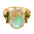 Natürlicher, äthiopischer Welo Opal, Natürlicher Chromdiopsid Ring, 925 Silber Gelbgold Vermeil, (Größe 16.00) ca. 3.78 ct