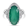 Grüner Onyx, Weißer Zirkon Ring, 925 Silber platiniert (Größe 16.00) ca. 7.46 ct